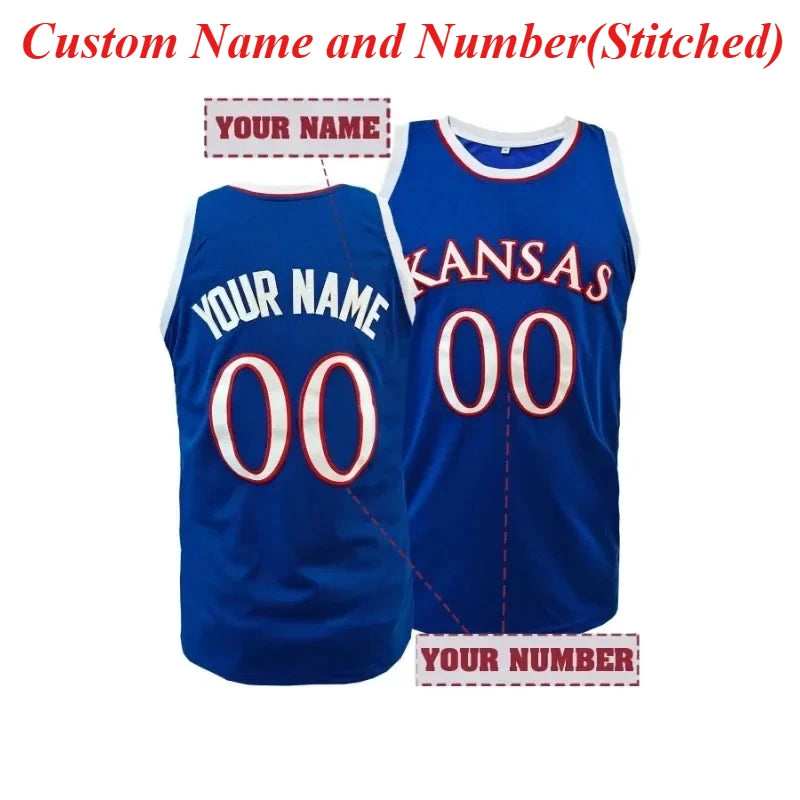 Custom Name & Number KANSANS Stittched Basketball Jersey for Men Women Personalized Quick-Dry Vest Make Your Own DIY Tank Tops