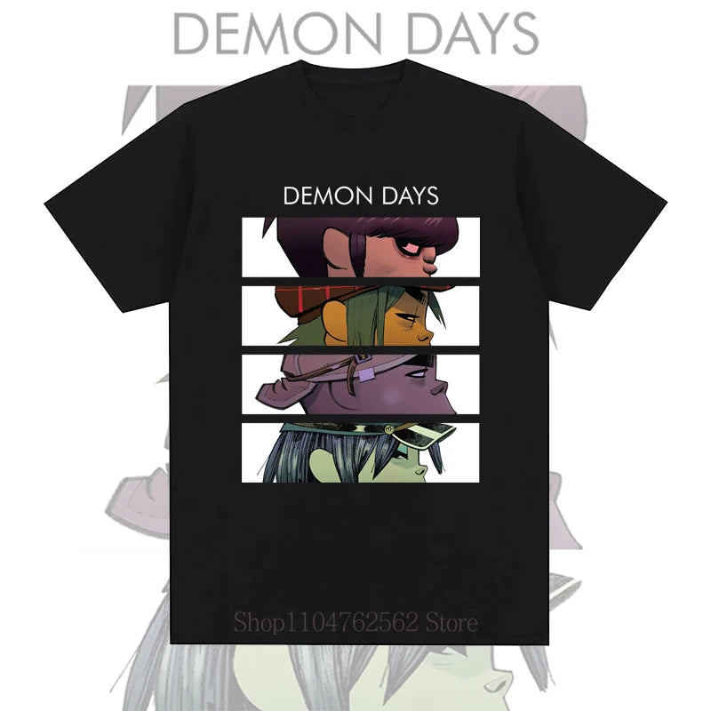 Gorillaz Print T-shirts Women Men Summer High Quality Casual Fashion Loose Streetwear Vintage Tops Crew Neck Short Sleeve Tees