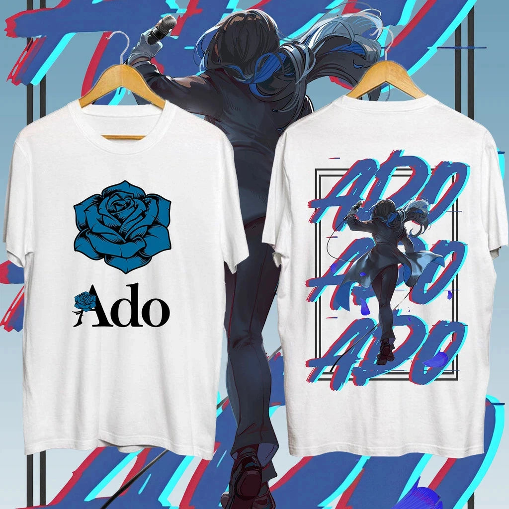 ADO Print T-shirts Men's Clothing Summer Casual Fashion High Street Hip Hop Oversize O-Neck Short Sleeve Tops for Women T-shirts