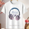 Music Graphic Print T-shirts Summer Children Clothing Boys Girls Funny Colorful Tops Kids Crew Neck Short Sleeve T-shirts