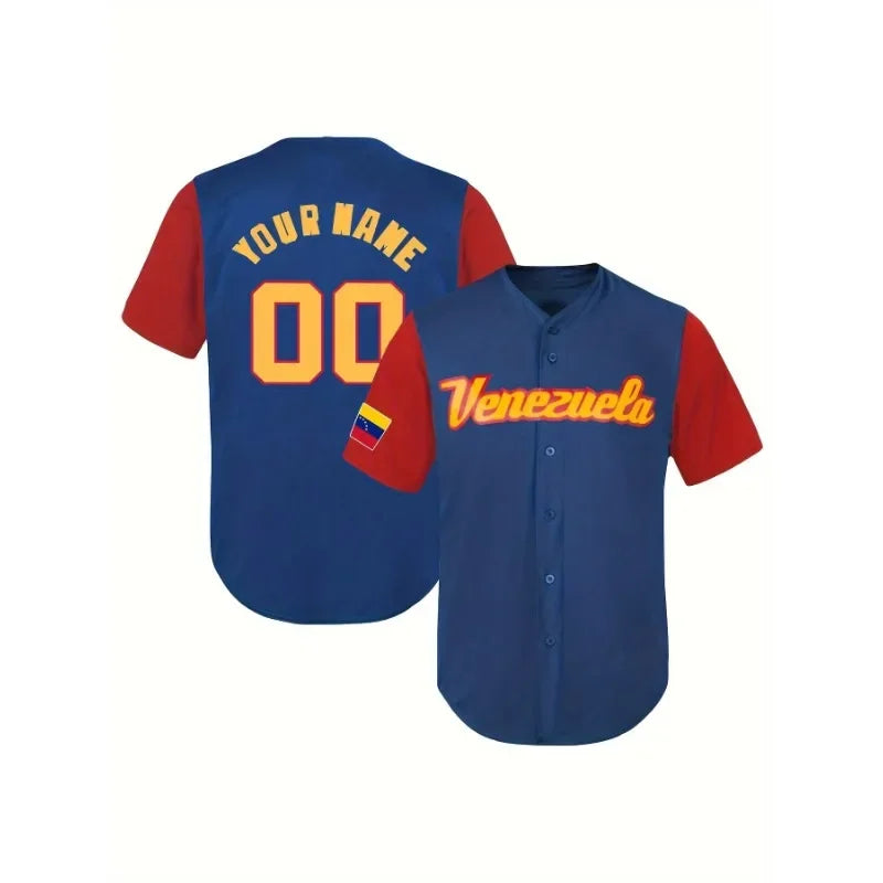 Custom Venezuela Baseball T-Shirt for Men Women ,Short Sleeve Shirts Personalized Embroidered Name and Number
