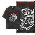 Retro Dragon Print Washed T-shirts Summer Men's Clothing Casual Fashion High Street Y2K Tops Crew Neck Short Sleeve T-shirts