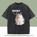 Retro Cat Graphic Print Washed T-shirts Summer Women Men Casual Fashion Streetwear Trend Washed Tops O-Neck Short Sleeve Tees