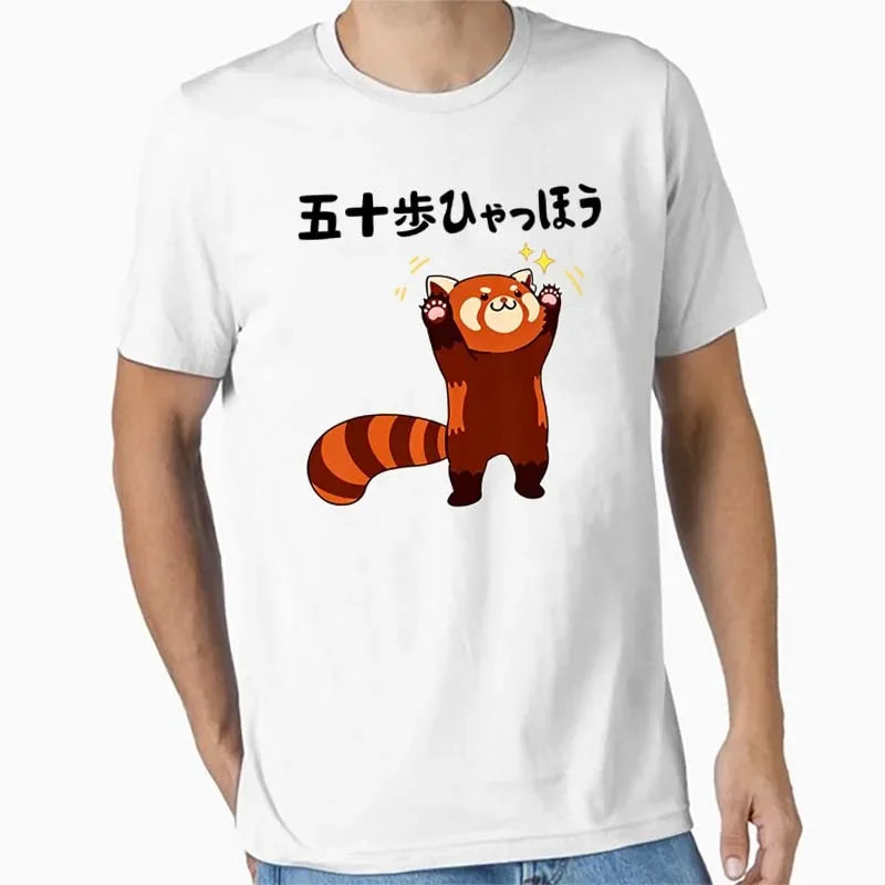 Red Panda Graphic Print T-shirts Men's Clothing Summer Casual Fashion Harajuku Tops Loose Crew Neck Short Sleeve Cotton Tees