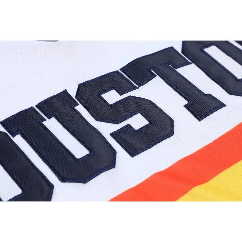 Customized Name And Number Men's Embroidery Baseball Jersey Houston Rainbow V-Neck Personalized Short Sleeve Button Down Shirts