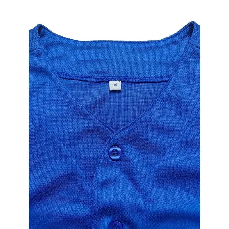 Customized Name And Number Men's Embroidery Baseball Jersey Blue V-Neck Personalized Short Sleeve Button Down Shirts Puerto Rico