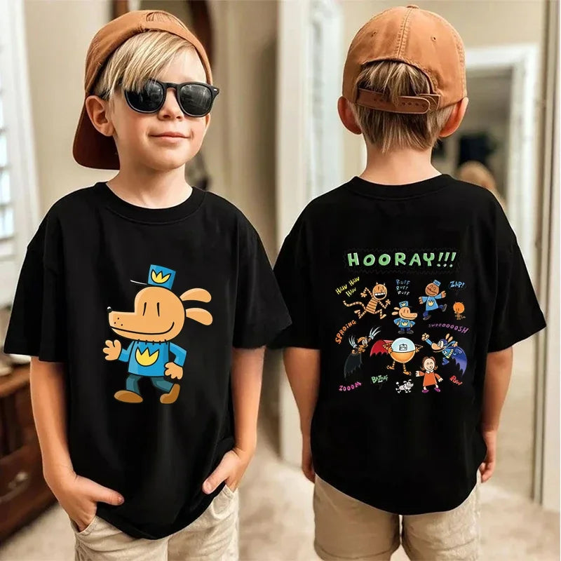 Dog Police Print Children T-shirts Summer Boys Girls Fashion Cute Funny Colorful Casual Tops Kids O-Neck Short Sleeve T-shirts