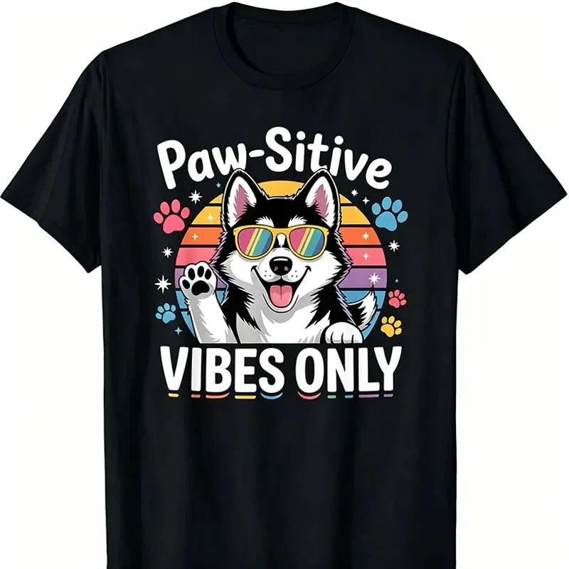 Cute Huskies Dog Print T-shirts for Men Summer Casual Fashion Funny Harajuku High Street Tops Crew Neck Short Sleeve Cotton Tees