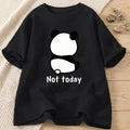 Women's Clothing Cute Panda Not Today Print T-Shirts Summer Casual Fashion Cotton Tops Harajuku Crew Neck Short Sleeve T-shirts
