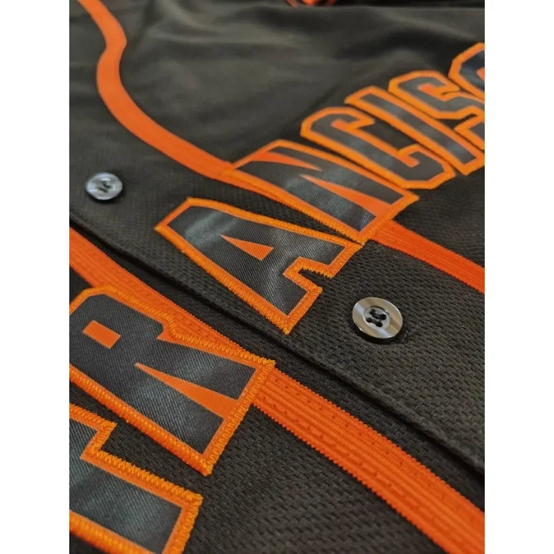 Customized Name And Number Men's Embroidery Baseball Jersey San Francisco Personalized Short Sleeve Button Down DIY Shirts