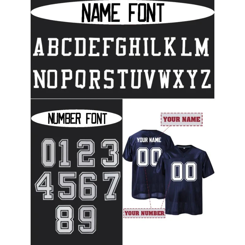 Custom Name & Number Men's Embroidered American Football Jersey Dallas Blue Retro Mesh V-Neck Personalized Short Sleeved T-Shirt