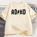 Adhd Printed Pattern T-shirts Summer Women Casual Fashion Minimalist Tops Streetwear Y2K Oversize O-Neck Short Sleeve T-shirts