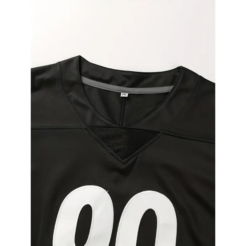 Custom Name and Number Men's V-Neck Rugby Jersey Embroidered Short Sleeve Loose Fit Sports T-Shirt for Football Casual Wear Top