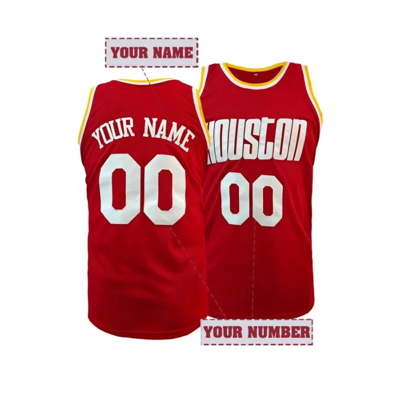 Custom Name&Number Basketball Jersey Houston Breathable Sleeveless Vest Perfect for Training Competition and Sports Activities