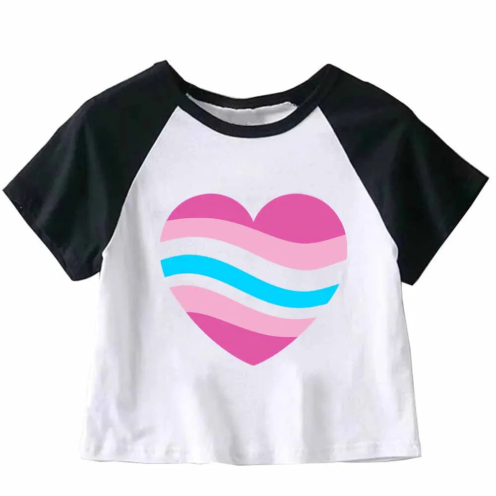 Women's Clothing Femboy Print T-shirts Summer Casual Fashion Harajuku Streetwear Y2K Tops O-Neck Short Sleeve Crop Top T-shirts