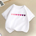 Heart Graphic Print Children T-shirts Summer Casual Fashion Kawaii Girls Colorful Tops Kids O-Neck Short Sleeve T-shirts