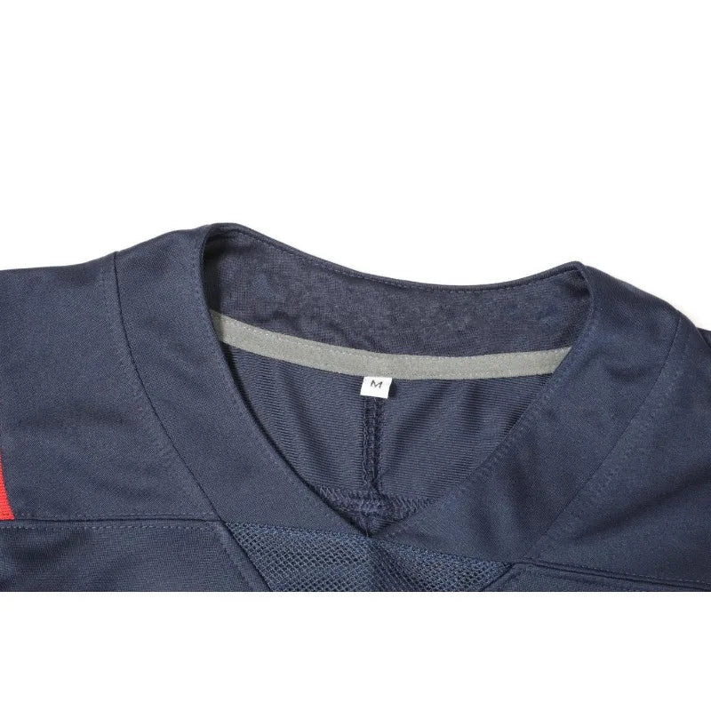 Customized Name And Number Men's Embroidered American Football Jersey New England Blue V-Neck Personalized Short Sleeved Shirt