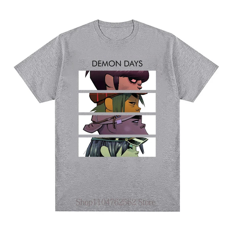 Gorillaz Print T-shirts Women Men Summer High Quality Casual Fashion Loose Streetwear Vintage Tops Crew Neck Short Sleeve Tees