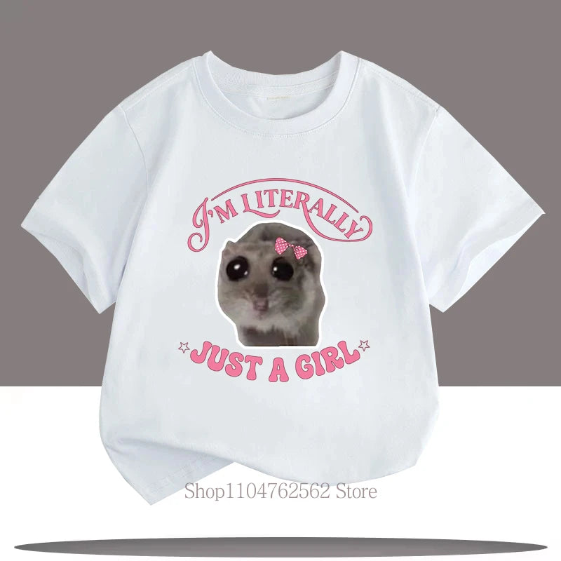Cute Mouse Printed Pattern Children T-shirts Summer Girls Casual Fashion Funny Colorful Tops Kids O-Neck Short Sleeve T-shirts