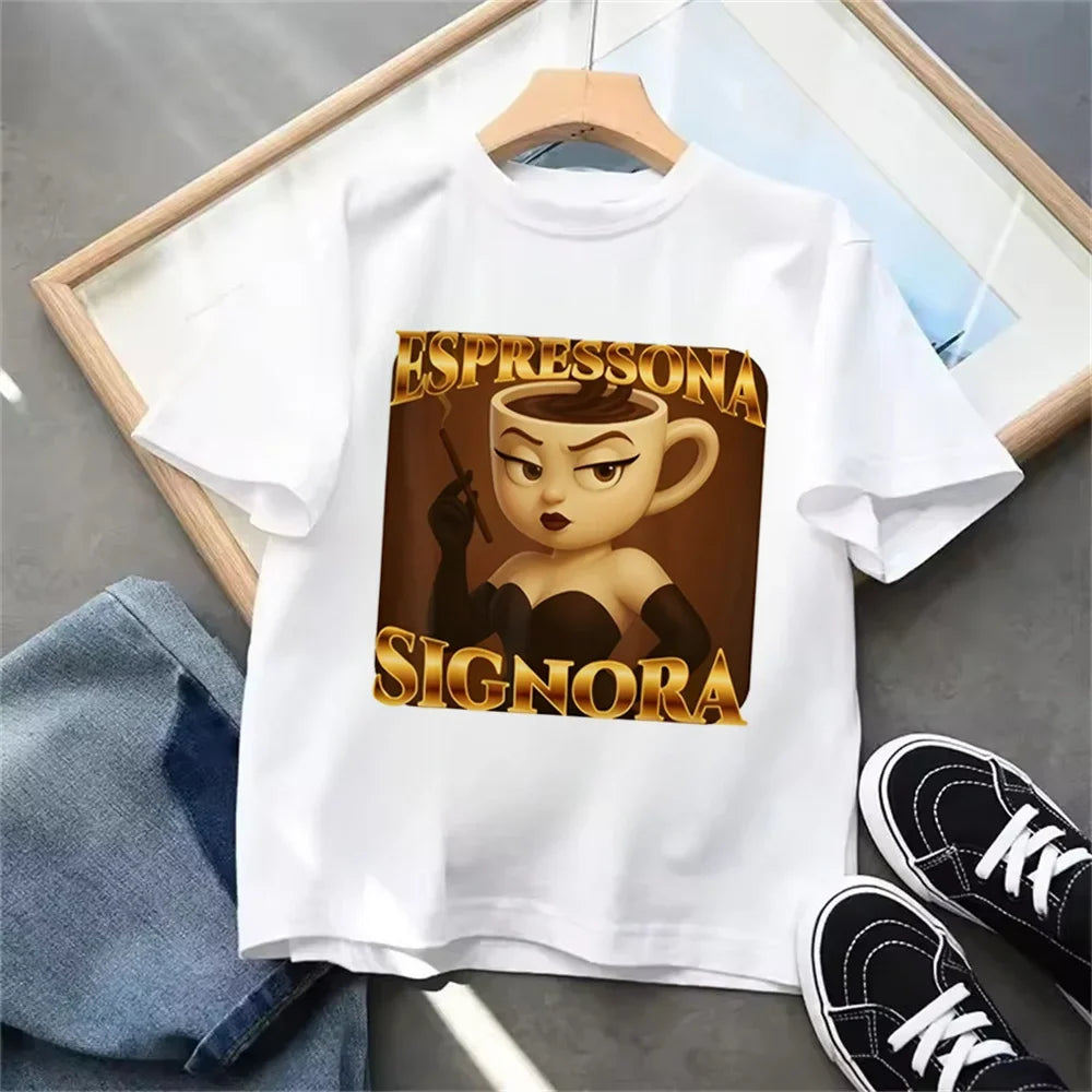 Funny Italian Brainrot Kids T-shirt Summer Boys Girls Tops Casual Fashion Shirts for Children Colorful O-Neck Short Sleevetees