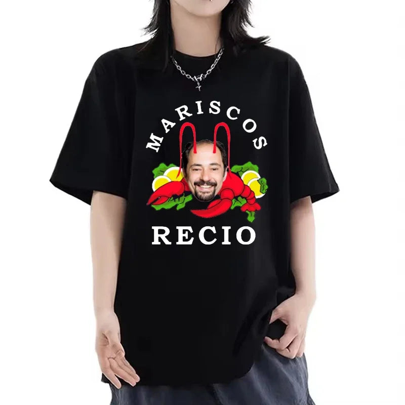 2025 RECIO Printed T-shirt Women Men Funny Casual Loose Round Neck Short Sleeve Tops T-shirt Fashion Hip Hop Y2K T-shirt