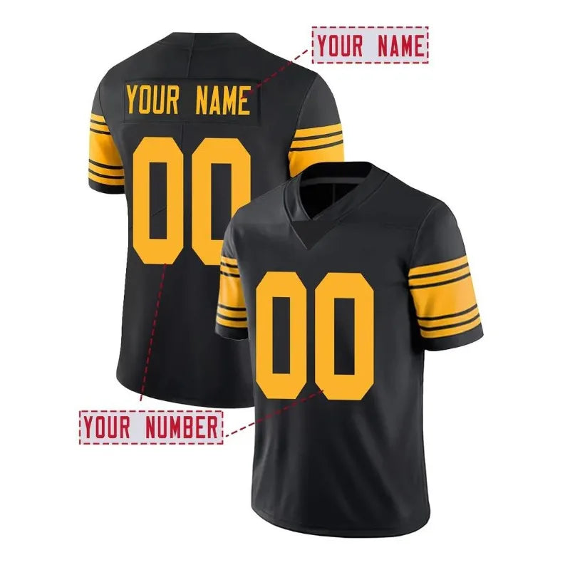 Custom Name and Number Men's V-Neck Rugby Jersey Embroidered Short Sleeve Loose Fit Sports T-Shirt for Football Casual Wear Top