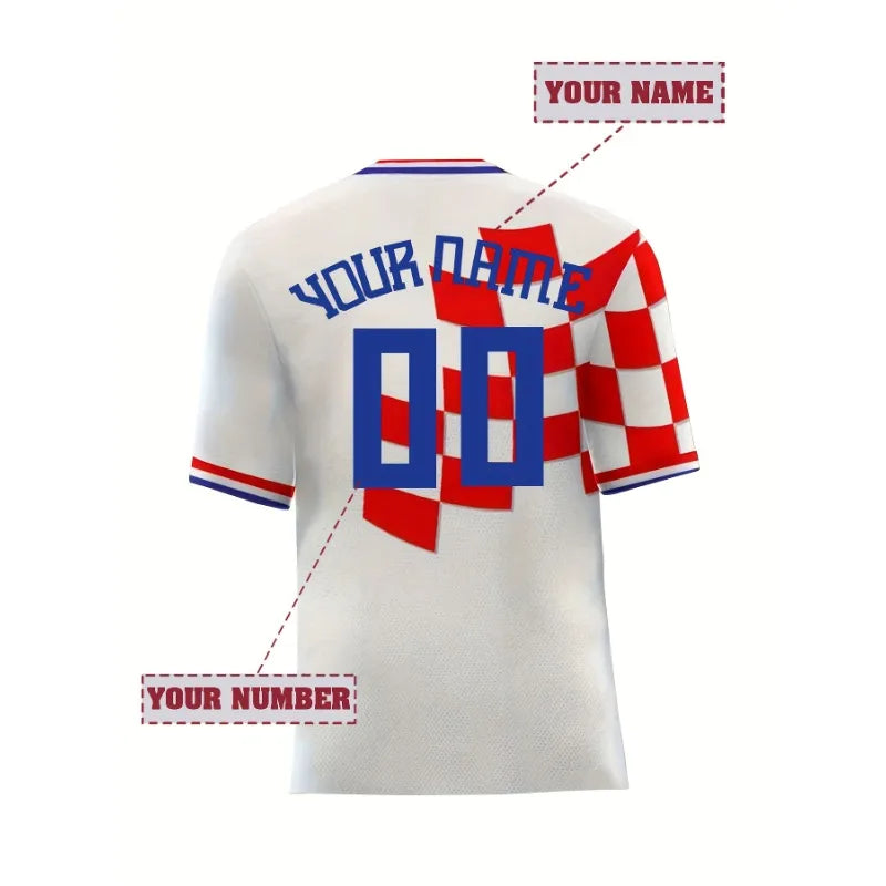 Customized Name And Number Boyfriend Style Men's Embroidered Croatia Personalized Soccer Jersey Breathable DIY T-Shirts