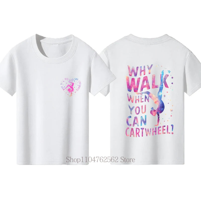Dance Girls Graphic Print Children T-shirts Summer Casual Fashion Funny Tops Girls Colorful Crew Neck Short Sleeve T-shirts
