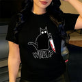 Black Cat Graphic Print Plus Size T-shirts Summer Women's Clothing Casual Fashion Harajuku O-Neck Short Sleeve T-shirts