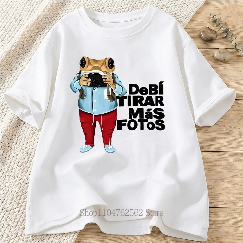 Frog Graphic Print T-shirts Women Clothing Summer Casual Fashion Funny Streetwear Y2K Tops O-Neck Short Sleeve T-shirts Unisex