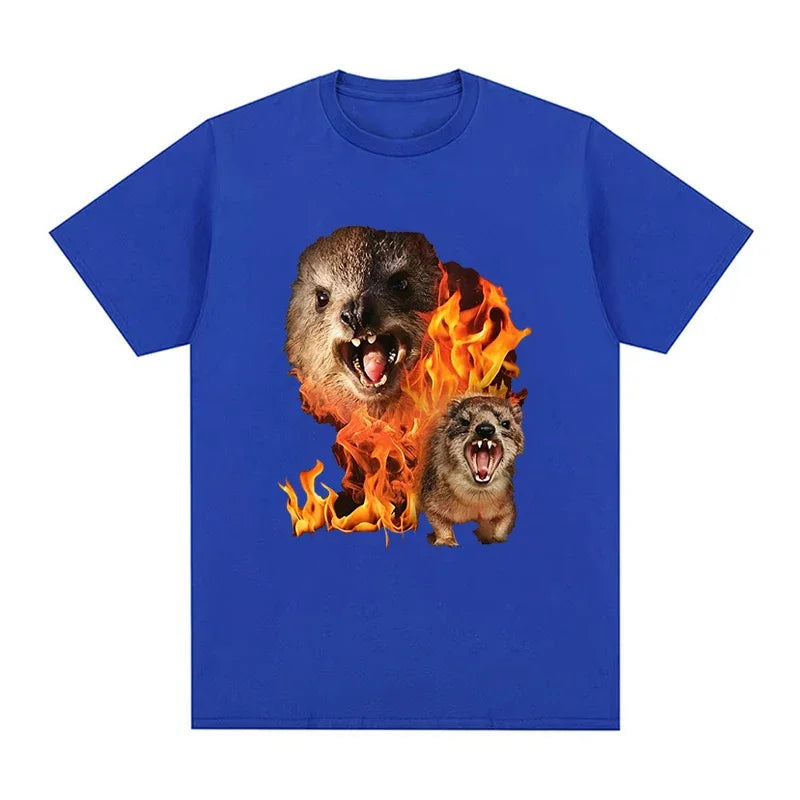 Women Clothing Flame Mouse Graphic Print T-shirts Summer Casual Fashion Funny Streetwear Tops Crew Neck Short Sleeve T-shirts