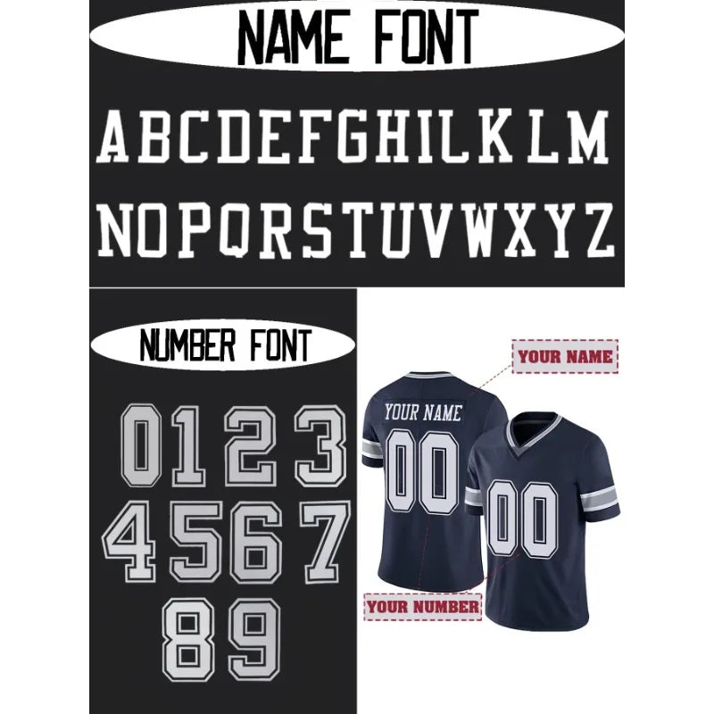 Custom Name&Number Dallas Football Shirt Men's Short Sleeve V-Neck Embroidery Breathable DIY T-Shirt Personnalis¨¦ Men Clothing