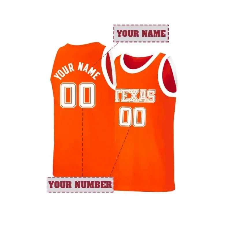 DIY Men's Basketball Jersey Breathable Embroidered Name&Number Perfect for Team Training&Casual Wear Texas Sleeveless Tops