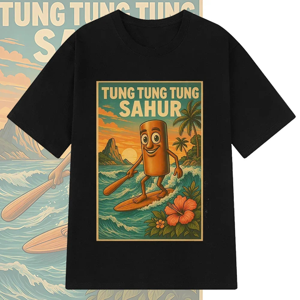Tung Tung Sahur Graphic T-shirts for Women Summer Fashion Vintage Casual Funny Loose Tops Crew Neck Short Sleeve T-shirts