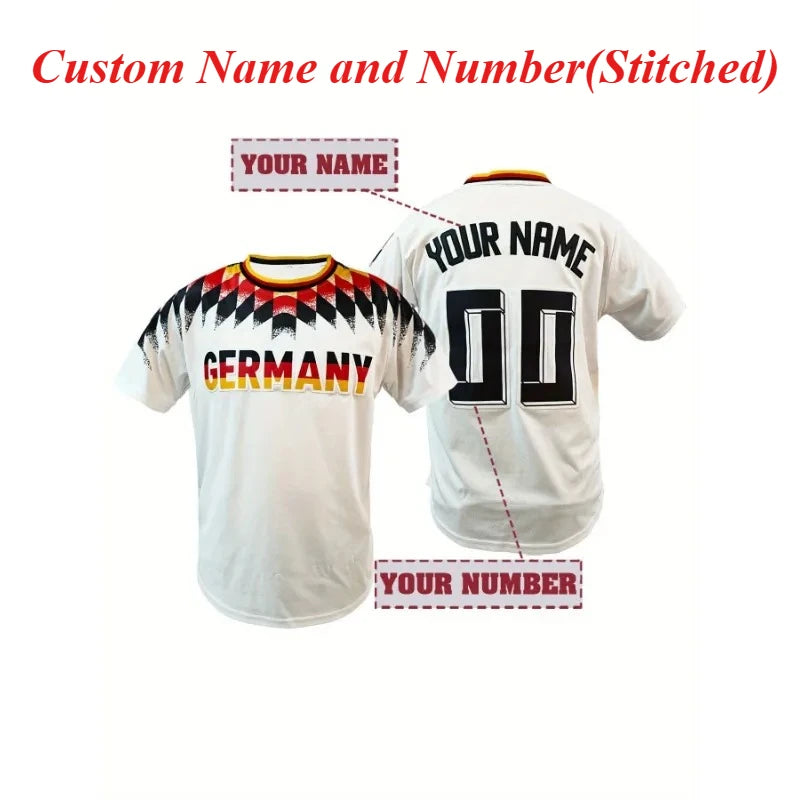 Personalized Name and Number Men's Breathable Embroidered Germany Baseball Jersey with Loose Short Sleeves for Team Training