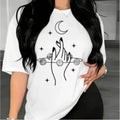 Moon Hand Graphic Print Women's Clothing Plus Size T-Shirt Summer Women Casual Oversize O-Neck Short Sleeve Tops T-Shirt