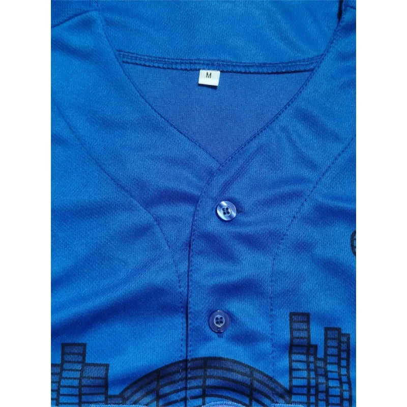 Customized Name And Number Men's Embroidery Baseball Jersey Toronto Blue V-Neck Personalized Short Sleeve Button Down DIY Shirts