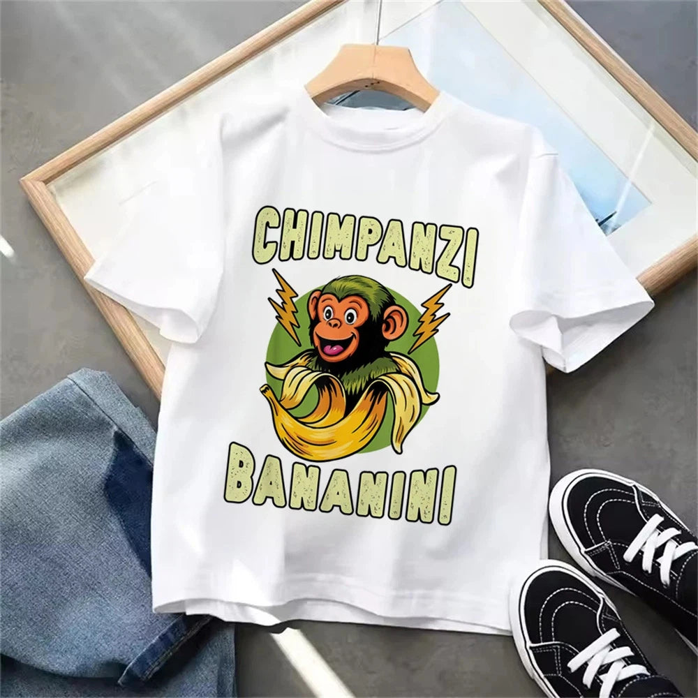 Funny Italian Brainrot Kids T-shirt Summer Boys Girls Tops Casual Fashion Shirts for Children Colorful O-Neck Short Sleevetees