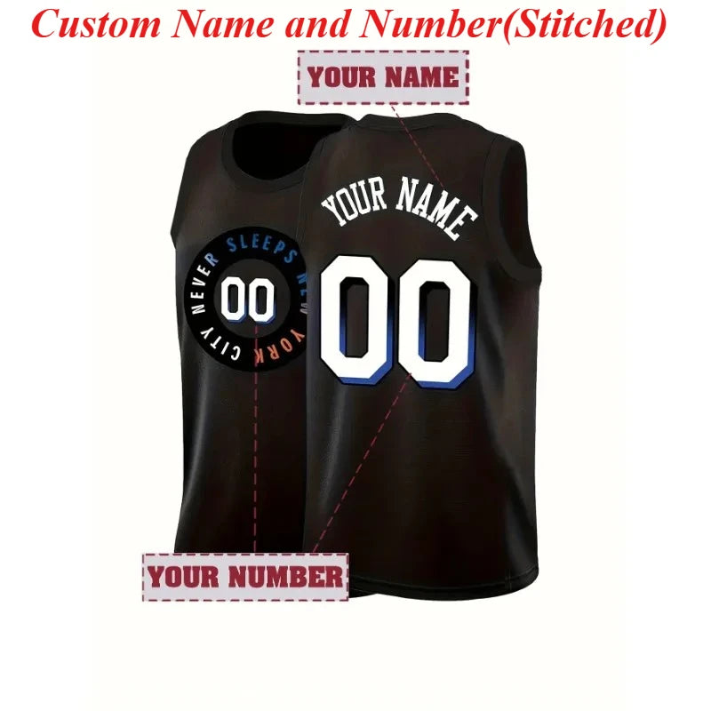 Custom Men's Basketball Jersey, Personalized Name&Number Embroidered Sleeveless Sports Jersey, Breathable NEW YORK Athletic Top