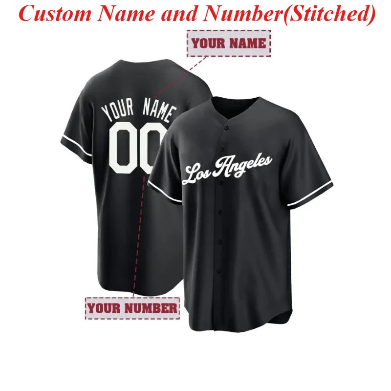 Customized Name And Number Men's Baseball Shirt Short Sleeve Stitched Los Angeles Shirts Comfy Top For Training And Competition