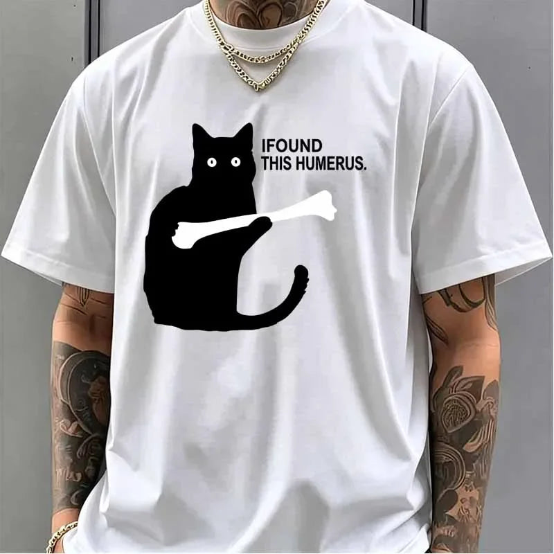 Men's Japanese Style Cat Print T-shirt for Men Summer Casual Fashion Harajuku Streetwear Cotton Tops O-Neck Short Sleeve Tees