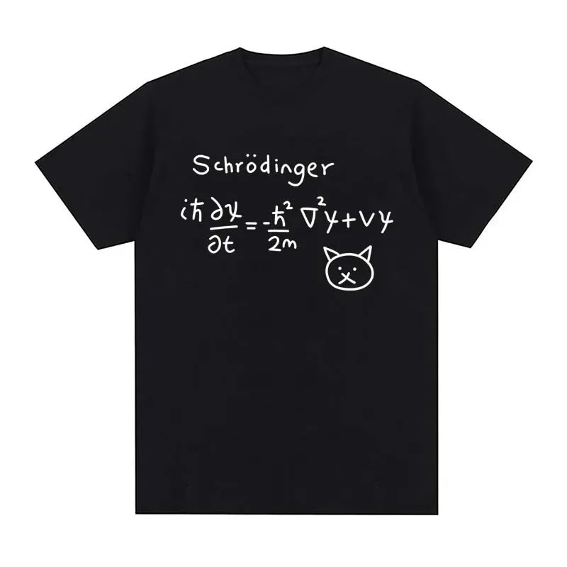 Funny Quantum Mechanics Cat Print T-shirt for Men Women Summer Oversize Casual Fashion Tops Crew Neck Short Sleeve Cotton Tees
