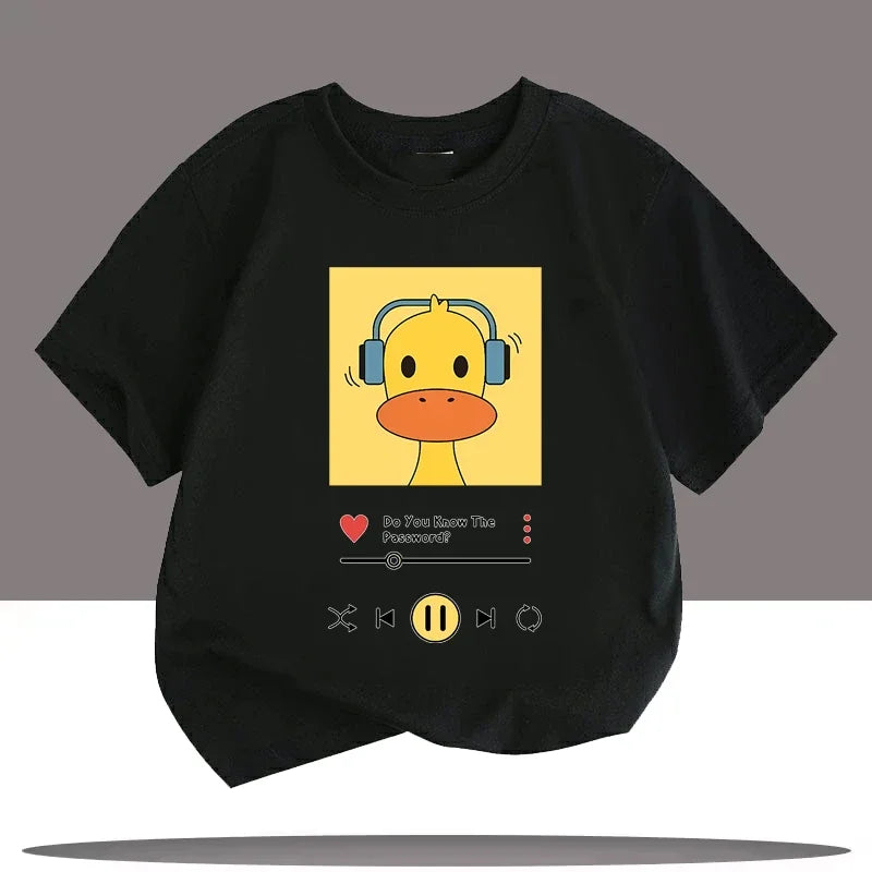 Music Goose Print Children T-shirts Girls Boys Summer Fashion Casual Cute Funny Tops Kids Colorful O-Neck Short Sleeve T-shirts