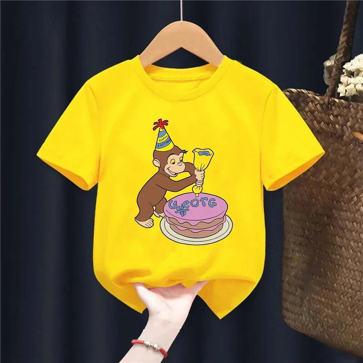 Funny Cartoon Monkey Graphic Print Children T-shirts Summer Boys Girls Kawaii Casual Tops Kids O-Neck Short Sleeve T-shirts
