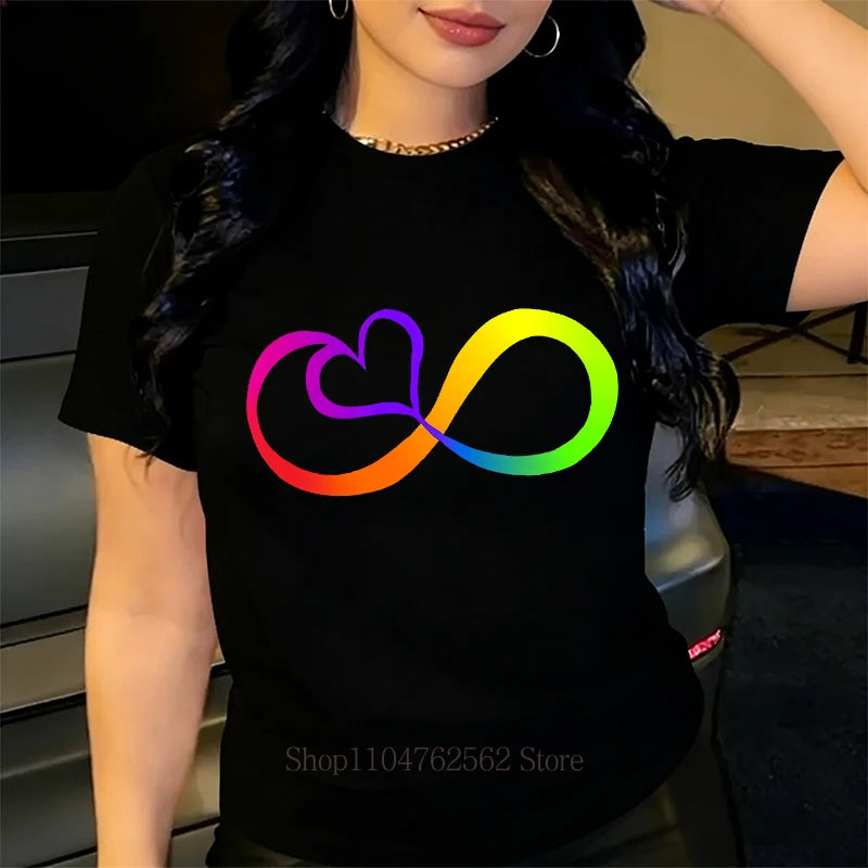Autism Infinitas Print Plus Size T-shirts Women Clothing Summer Casual Fashion Loose O-Neck Short Sleeve Plus Size T-shirts