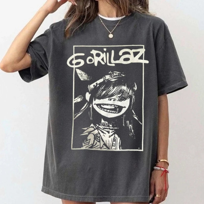Gorillaz Graphic Print T-shirts Summer Fashion Retro Casual Tops for Women Men Streetwear Y2K O-Neck Short Sleeve T-shirts