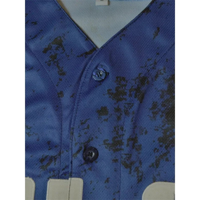 Personalized Men's Baseball Jersey with Custom Name and Number Embroidery Cleveland Blue Short Sleeve Button Down DIY Shirts