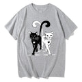Womens Black White Cat Print Plus Size T-Shirt Summer Fashion Casual Tops for Women O-Neck Short Sleeve Tops Plus Size T-shirts