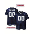 Custom Name & Number Men's Embroidered American Football Jersey Dallas Blue Retro Mesh V-Neck Personalized Short Sleeved T-Shirt