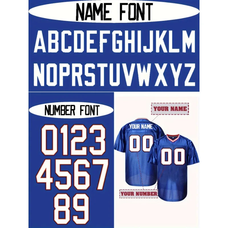 Custom Men's Rugby Jersey-Personalized Name & Number Buffalo V-Neck Short Sleeve Breathable Football Shirt  T Shirt Personnalis¨¦